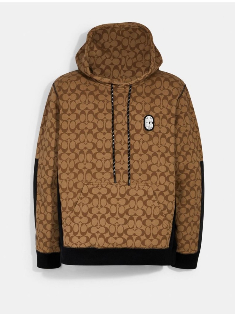 Coach Brown Monogram Hoodie with Black Accents